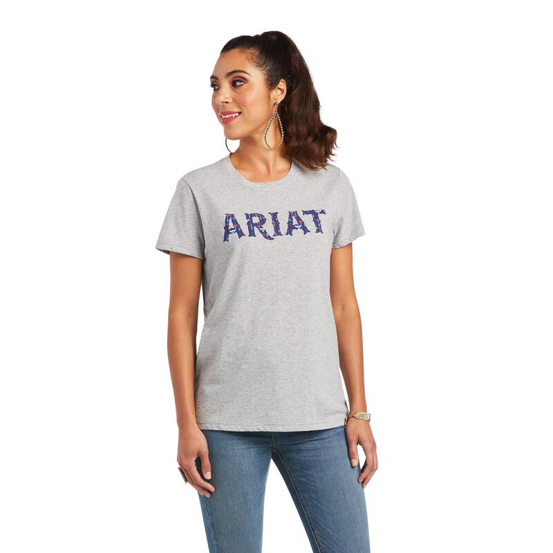 Ariat T-Shirts Damen - Real Tribal Lore Relaxed Grau ( GQVDX-9043 )